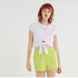 Urban Outfitters White Tie Front Crop Tee